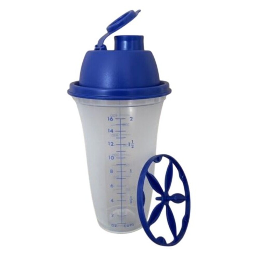 Tupperware Quick Shake Mixer Blender 2 Cup Blue #844, Flip Top + Insert